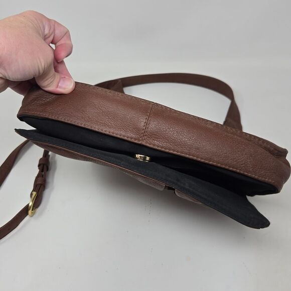 JP Ourse & Cie Brown Pebble Leather Traveler Crossbody Bag Purse Hidden Wallet - Picture 6 of 11